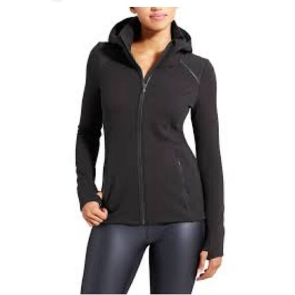 Athleta Stronger Hoodie Womens XXS Girls 12 Jacket Athletic Full Zip Black Activ - Picture 1 of 4